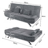 Double Sleeper Couch Bed Seat 3 Seater Sofa bed Recliner Fabric Sofa Bed Grey