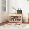 Shoe Bench Cabinet 2-Tier Flip-door Shoe Storage Rack with Seat Cushion Bamboo
