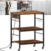 Kitchen Bakers Rack Steel Wood Multi Tier Microwave Oven Stand Coffee Bar Statio