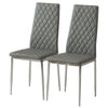 Set of 2/4/6 High Back Dining Chairs Grey Faux Leather Padded Seat Home Office