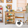 2-In-1 Folding Sewing Table Rolling Craft Table Movable Sewing Desk w/Storage