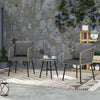 3 Piece Rattan Bistro Set with Cushions Grey