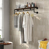 Metal Wooden Coat Rack with 3 Hooks & Shelf Wall Mounted Rack Clothes Hat Hanger