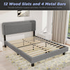 Double Size Upholstered Bed Frame w/ Sheep Plush Headboard，Wooden Slats Zldtfncs