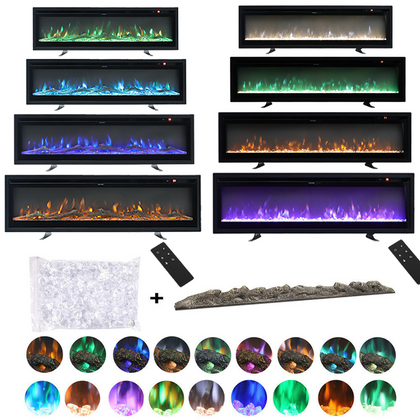 40/50/60/70/80inch Insert/ Wall Mounted LED Fireplace Electric Inset Fire Heater