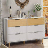 6 Drawers Buffet Storage Cabinet w/ Rattan Decorating Living Room Sideboard Unit