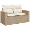 Garden Sofa Set 11 Piece with Cushions Table Shelf Outdoor Beige Poly Rattan
