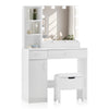 Dressing Table Makeup Vanity Desk With LED Lighted Mirror & 2 Drawers 1 cabinet