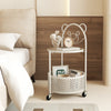 Modern Sofa Side Table Tempered Glass Table Coffee Table on Lockable Wheels
