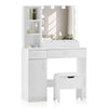 Dressing Table Makeup Vanity Desk With LED Lighted Mirror & 2 Drawers 1cabinet
