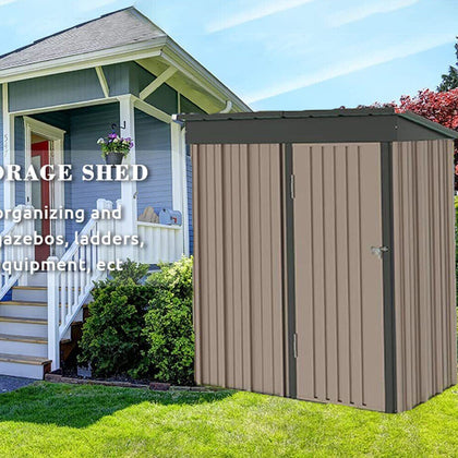 5x3ft Metal Garden Shed Outdoor Tool Storage Organizer Small House Lockable Door