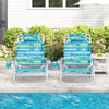 2 Pack Folding Beach Chair Lounger w/ 5 Adjustable Positions Green