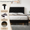 4ft6 Double Bed Frame Upholstered Platform Bed with Adjustable Headboard Velvet