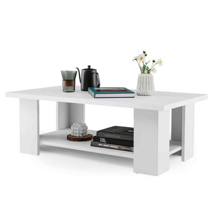 2-tier Modern Coffee Table Center Cocktail Table-White