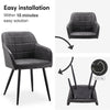 2x Grey Dining Chairs Faux Leather Retro Armchairs PU Kitchen Office Chair