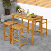 Bar Stool Set of 2 Acacia Wood Garden Chairs Saddle Shaped Kitchen Dining Stools