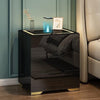 Black Bedside Table with Wireless Charging, USB Charging Station & LED Lights