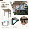 Outdoor Patio BBQ Canopy w/ Metal Shelves & Hooks-Brown