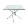 Modern Clear Tempered Glass Top Coffee Table Chrome Legs Living Kitchen Tables