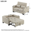 2 Seater Linen Fabric Pull Out Sofa Bed Living Room Recline Seating Sleeper