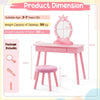 Kids Vanity Set Makeup Dressing Table Set w/Adjustable Brightness-Pink
