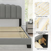 Linen Upholstered Platform Bed with Adjustable Scalloped Tufted Headboard-Grey