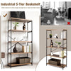 5-Tier Bookshelf Industrial Wood Bookcase Freestanding Display Rack Organizer