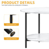 Round 2-Tier Coffee Table with Storage Shelf, Rustic Wood & Metal