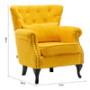 Yellow Linen Armchair Occasional Accent Chair WingBack Lounge with Waist Pillow