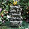 Outdoor Fountain Cascading Water Feature Garden 220V Powered LED Lights & Pump
