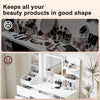 Large LED Dressing Table Vanity Makeup Desk With 7 Drawer & Shelves，White