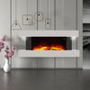 White Mantel H-Type Heating Fireplace Electric Wall Mounted Fire Place LED Flame