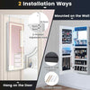 Hanging Jewelry Cabinet Wall Door Mounted Jewelry Cabinet w/Mirror-White