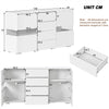 Sideboard Display Cabinet with Drawers Modern LED TV Stand Unit High Gloss White