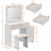Vanity Makeup Desk Dressing Table with Mirror Light Bulb Stool 5 Drawers New