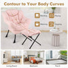 Upholstered Sherpa Reading Chair Accent Sofa Chair Set w/Footrest-Pink