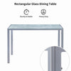4pcs Grey Faux Leather Dining Chairs & Grey Marble Glass Dining Table Dining Set