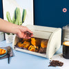 Bread Bin With Roll Top Lid Kitchen Metal Food Cake Loaf Storage Container Box