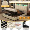Upholstered Ottoman Bed with Hydraulic Lift & Storage Headboard with LED Strips