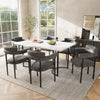 MODERN DINING CHAIRS SET OF 6 GREY FAUX SUEDE UPHOLSTERED PADDED SEAT ARMCHAIRS