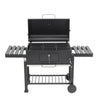 Large Charcoal Grill BBQ Smoker with Wheels, 2 Foldable Side Tables, Thermometer