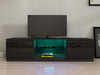 Modern TV Unit Stand Cabinet Black High Gloss Doors & Matt Body with LED Lights