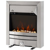 Electric Fireplace Stainless Steel 2KW Heater LED Fire Flame Silver