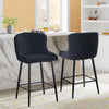 2 pcs Faux Leather / Velvet Bar Stools Diamond Design Soft Upholstered Seat Back