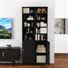 Bathroom Tall Cabinet Slim Freestanding Storage Organizer-Black