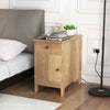 Bedroom Side Table Storage Cabinet Nightstand w/USB Ports & Outlets-Natural