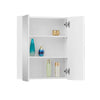 Bathroom Mirror Cabinet 2 Doors White Waterproof Wall Mounted Storage Wood