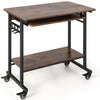 Rolling Computer Desk Home Office PC Workstation Laptop Table w/ Keyboard Tray
