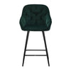 2X Green Velvet Bar Stools Kitchen Breakfast Stool Footrest 65 cm Padded Seat