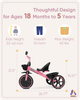 Toddler Tricycle - Girls Boys Age 2-5, Kids Ride On Toy Bike Indoor Outdoor Pink